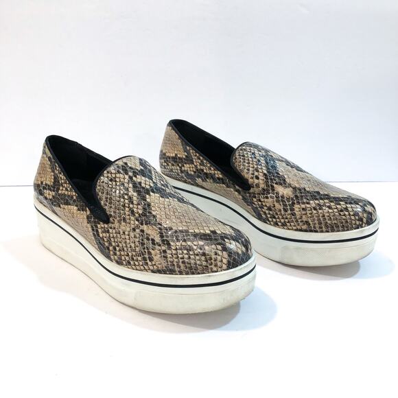 Stella McCartney Binx Snake Print Python Wedge Platform Loafers - Picture 2 of 11